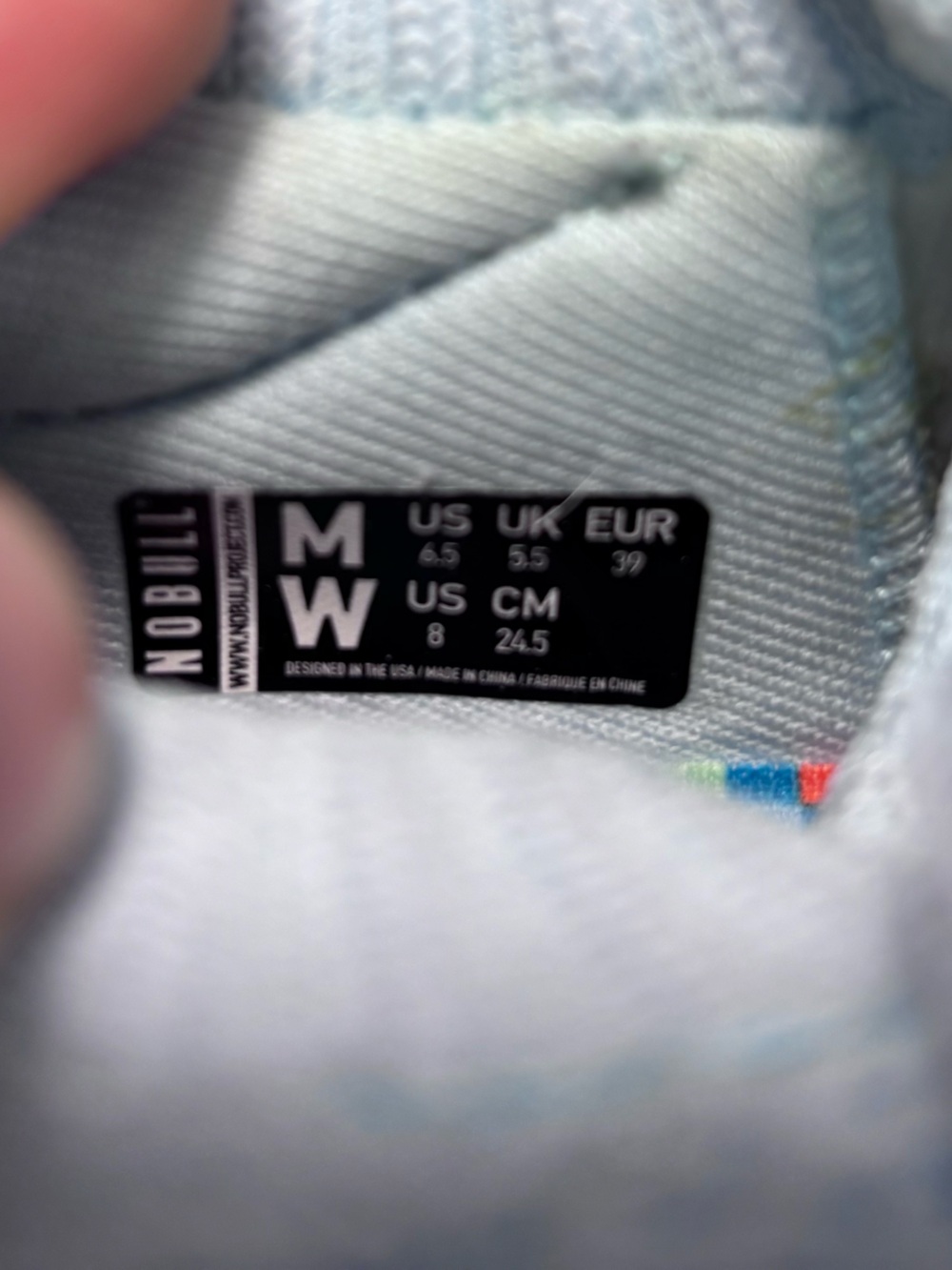 NOBULL Pale Blue Knit Sneaker with Multicolor Mosaic Sole NEW - Picture 4 of 4
